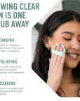Sud Scrub® Antimicrobial Silicone Face Scrubber, 1 Pack, Gentle Face Exfoliator for Sensitive Skin, Eco Friendly Facial Cleansing Brush, Exfoliating Face Brush for Men and Women (Mint)