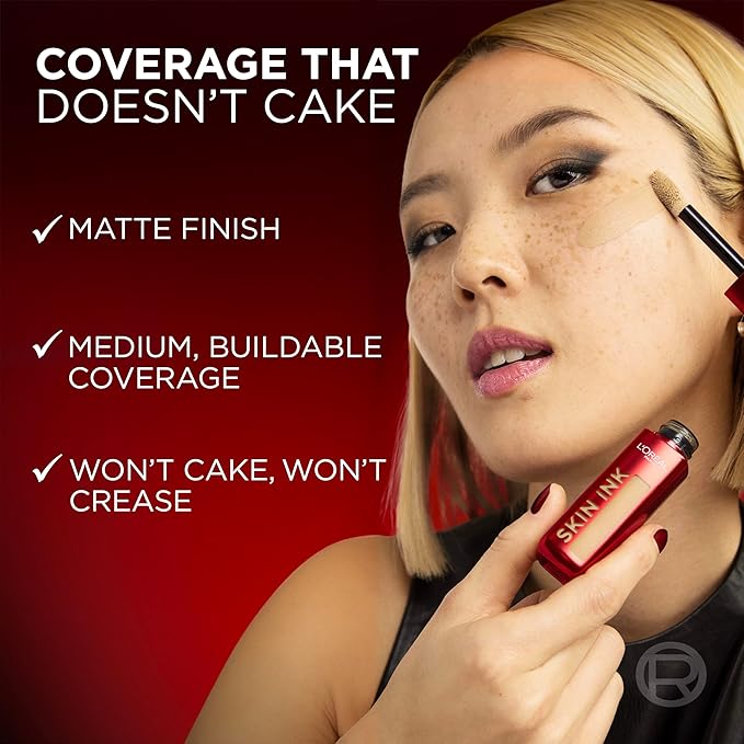 L'Oreal Paris Infallible Skin Ink 2-in-1 Foundation Concealer Hybrid Face Makeup, up to 48HR Transfer-Resistant with Buildable Light to Full Coverage, 440 Deep Neutral