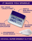 UNICORN SNOT Holographic Face Glitter & Body Glitter Gel | Holiday Glitter Makeup: Stocking Stuffers & Christmas Gift | Hair Glitter, Vegan & Cruelty Free, 1.7 oz Silver Glitter (Disco)