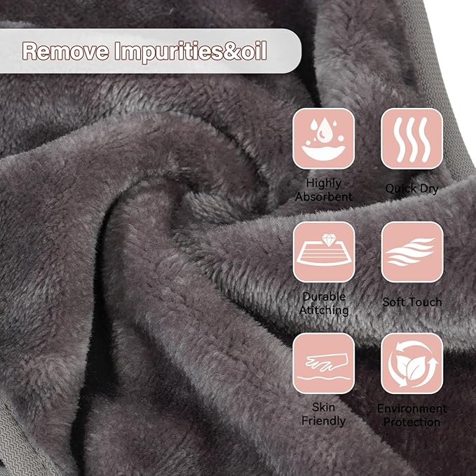 Nugilla Reusable Face Wash Cloths, 8 Pack Soft Microfiber Makeup Remover Towels for Women (Cool Grey)