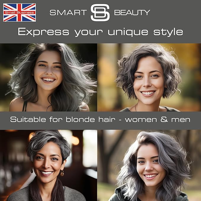 Metallic Graphite Gray Hair Dye Demi-Permanent, Grey Toner for Bleached Hair, Anti-Breakage Plex Hair Care, Vegan & Cruelty-Free, 100% Gray Coverage, Silver Hair Color by Smart Beauty