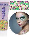 MEICOLY Mardi Gras Face Glitter,Mardi Gras Outfit for Women Kids,Mardi Gras Accessories for Carnival,Gold Green Purple Mixed Chunky Glitter,Rave Festival St Patricks Day Glitter for Face/Body/Hair