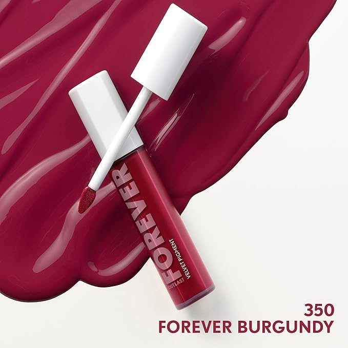 COVERGIRL Outlast Forever Velvet Pigment, 350 Forever Burgundy, Matte Lipstick, Vegan Formula, Easy to Use, Glides on Effortlessly, Long-Lasting, Perfect Color, 0.30oz