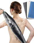 ARCH&M Exfoliating Back Scrubber & Body Washcloth (3 Pack), 35-Inch Japanese Exfoliation Towel for Shower, Deep Cleansing Nylon Beauty Cloth for Smooth Skin (Black Off-White Navy-Blue)