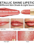 Oulac Coral Pink Lipstick for Women with Metallic 3D Shine Lightweight Hydrating Formula, High Impact Lip Color, Vegan Beauty, Full Coverage Lip Makeup, Christmas Gifts for Women, Nemo Go Home(06)