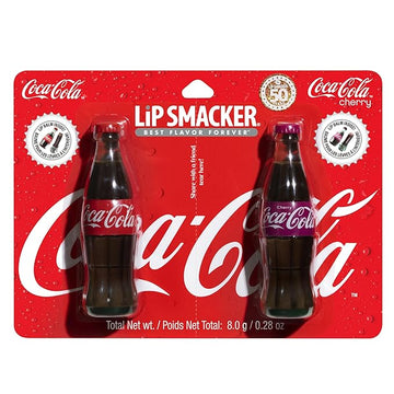 Lip Smacker Coca-Cola Bottle Lip Balm Duo, Moisturizing & Glossy Finish, Featuring Iconic Contour Bottle Design Fun, Collectible Gift for All Ages