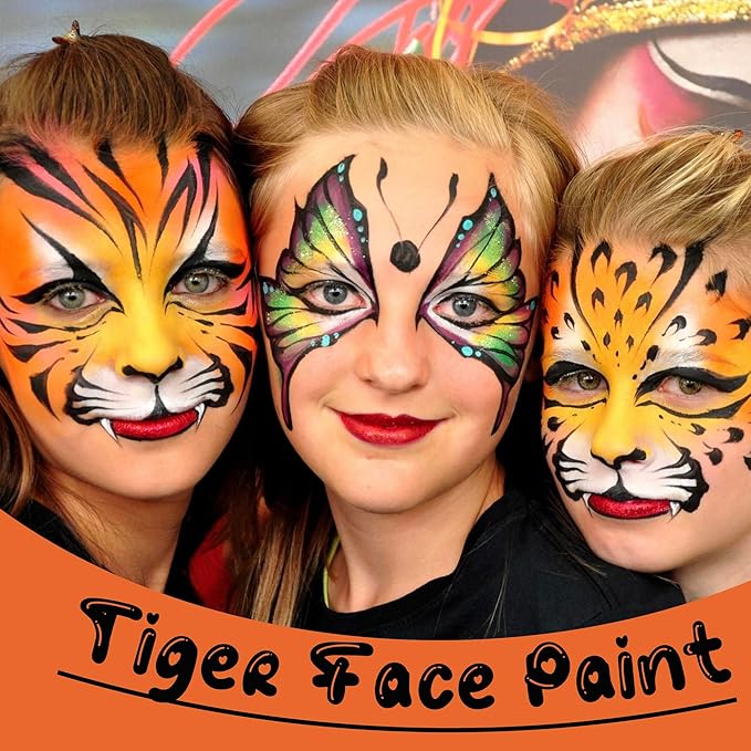 CCbeauty Orange Face Paint Stick, Face Painting Kit, Full Coverage SFX Makeup Foundation, Professional Hypoallergenic Body Paint for Halloween Costume Party, Creepy Pumkin, Tiger, Ompa Lompa Makeup