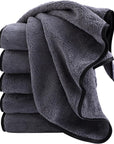 Cosy Family 6 Pack Ultra Soft Microfiber Absorbent Hand Towel, Silk Hemming Towels for Bathroom - Quick Drying - Perfect for Bath, Fitness, Gym, Shower, Hotel, and Spa - 16x28 Inch, Dark Grey