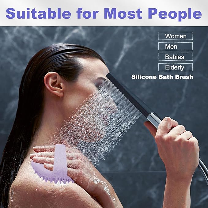 Silicone Body Scrubber, Women Body Scrubber, Gentle Exfoliating, Suitable for All Skin Types, Handheld Shower Brush, Rich Lathering, Easy to Clean (Purple)
