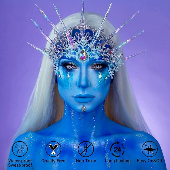 CCbeauty Royal Blue Face Paint Stick, Face Painting Kit, Full Coverage SFX Makeup Foundation, Professional Non-Toxic Body Paint for Halloween Costume Cosplay Party, Avatar, Mystique, Smurf Makeup