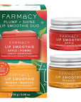 Farmacy Plump + Shine Lip Smoothie Duo - Peptide Lip Balm - Lip Moisturizer & Plumper with Vitamin C - Apple & Mango with High Gloss Finish