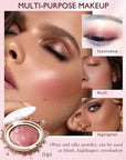 Baked Powder Blush, Glow Marbleized Blush Powder Palette,Lightweight Shimmery Cruelty-Free face Blush for Cheeks,Eyeshadow & Highlight,Makeup Gift for Women rubores de maquillaje(0.49Ounce)-04