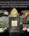 The Story of Amber Floral by Prince Parfums Dubai - 3.4 Ounces Women's Extrait de Parfum - Enchanting Essence of White Florals, Jasmine, & Bulgarian Rose - Luxurious Vanilla & Sandalwood Symphony