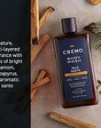 Cremo Body Wash Men, Notes of Bright Cardamom, Dry Papyrus and Aromatic Palo Santo, 16 Fl Oz