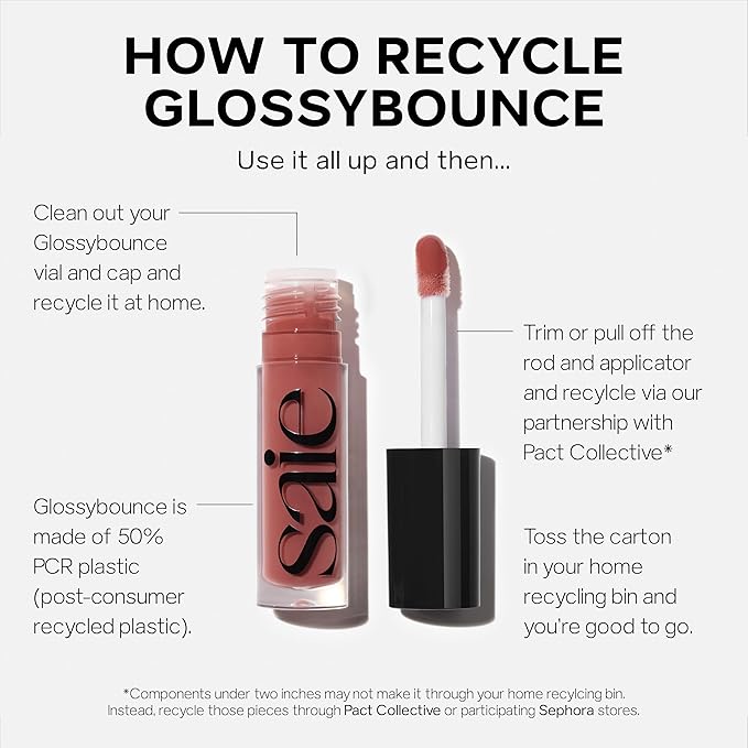 Saie Glossybounce - Hydrating Lip Gloss and Tinted Lip Oil Hybrid with Hyaluronic Acid & Jojoba Oil for Non-Sticky, Ultra-Shiny, Plump & Soft Lips - Everyday Makeup Essential - Kiss (.17 oz)