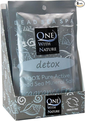100% Pure Dead Sea Mineral Bath Salt Fragrance Free 6 Pack 2.5 oz Single Use Packets with Magnesium, Sulfur and 21 Essential Minerals. All Skin Types, Problem Skin. Natural, Therapeutic.