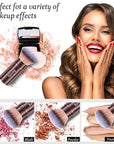 Makeup Brush Kabuki Face Brushes Retractable Travel Blush Brush Portable Flawless for Foundation, Powder Blush, Bronzer, Buffing, Liquid, Cream, Cruelty Free with Cover(Round-Head)