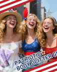 DAGEDA Red White Blue Body Glitter, 4th of July Outfits Accessories for Women, USA Flag Face Glitter Makeup, Fourth of July Patriotic Independence Day Hair Accessories Party Costumes