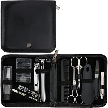 3 Swords Germany - brand quality 12 piece manicure pedicure grooming kit set for professional finger & toe nail care tweezers file clipper fashion leather case in gift box, Made by 3 Swords (33514)