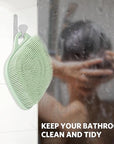 Sndyi Silicone Body Scrubber, Gentle Exfoliating Body Scrubber for Sensitive Skin, Leaf Shaped Shower Scrubber for Body with Lathering Bristles, Silicone Loofah Body Brush for Showering, Green