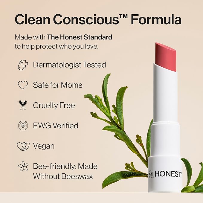 Honest Beauty Moisturizing Vegan Tinted Lip Balm | Antioxidant-rich Acai Extracts + Avocado Oil | Paraben Free + Cruelty Free | Lychee Fruit