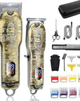Suttik Professional Barber Hair Clippers and Trimmers Set, Cordless Barber Kit Hair Cutting Kit with Travel Case Barber Clippers Set Professioal Mens Grooming Kit