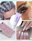 DAGEDA Iridescent Body Glitter Gel, Holographic Face Glitter Body Gel Rave Party Accessories, Chunky Glitters for Face Hair Nails, Cosmetic Laser Powder Festival Sequins Paint Makeup