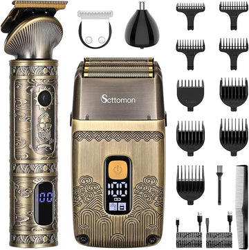 T-Blade Hair Trimmers & Electric Shavers for Men Foil Shaver Beard Trimmer Men's Grooming Kit with Triple Blades Cordless