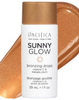 Pacifica Sunny Glow Liquid Face Bronzer Drops - Face Makeup Bronzing For Face & Cheeks for Instant Sun-Kissed Glow - Vitamin C & Glycolic Acid Infused Liquid Bronzer Illuminating Highlighting Clean