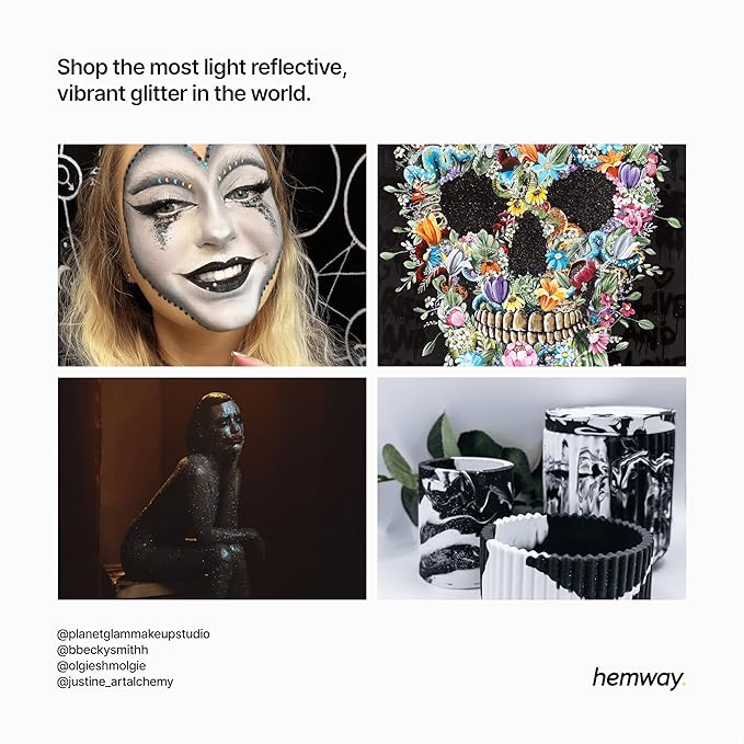 Hemway Eco Friendly Biodegradable Glitter 100g / 3.5oz Bio Cosmetic Safe Sparkle Vegan for Face, Eyeshadow, Body, Hair, Nail and Festival Makeup - Chunky (1/40" 0.025" 0.6mm) - Black Holographic