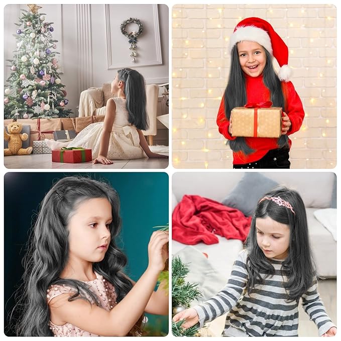 MSDADA New Hair Chalk Comb Temporary Hair Color Dye for Girls Kids with Light Color Hair, Washable Hair Chalk for Girls Age 4 5 6 7 8 9 10 Birthday Cosplay DIY, Christmas,New Year (Black)