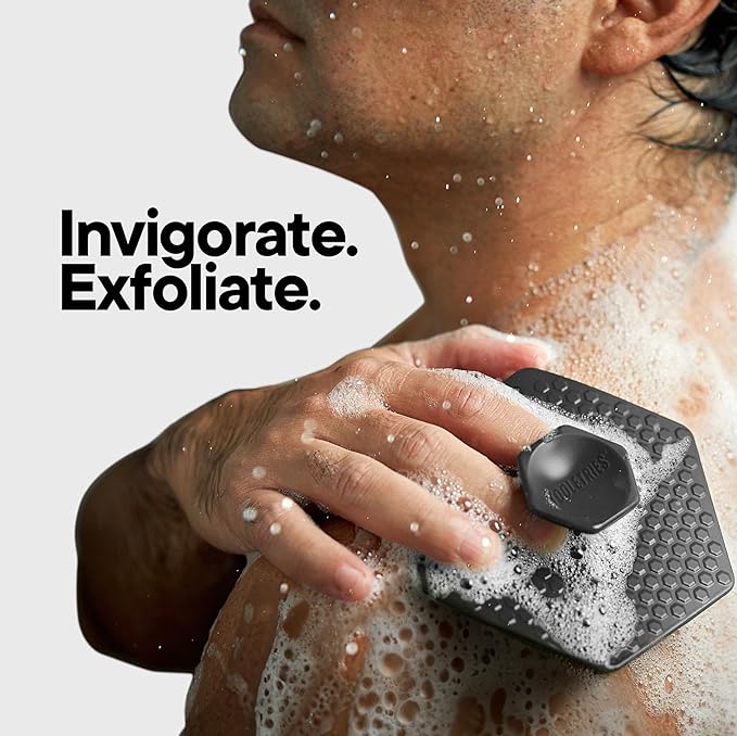 TOOLETRIES Body Scrubber 2.0 – Premium Silicone Scrubber for Cleaning, Exfoliating Your Skin – Extra Long Lather Boosting Bristles with Ergonomic Handle, Long-Lasting & Easy to Clean - Charcoal