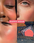 Tower 28 Beauty BeachPlease Cream Blush for Cheeks and Lips - Multi-Purpose Lip and Cheek Tint in Pink Blush - for Sensitive Skin – Color HAPPY HOUR, Luminous Finish