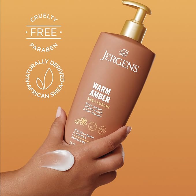 Jergens Shea Fusion Warm Amber Body Lotion, Moisturizer with Shea Butter & Vitamin E, 14 Fl Oz