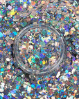 UNICORN SNOT Macro Face & Body Glitter | Cosmetic Grade Large-Particle Loose Glitter | Holiday Stocking Stuffer & Christmas Makeup | Safe for Face, Easy Application & Removal - Silver (Lunar)