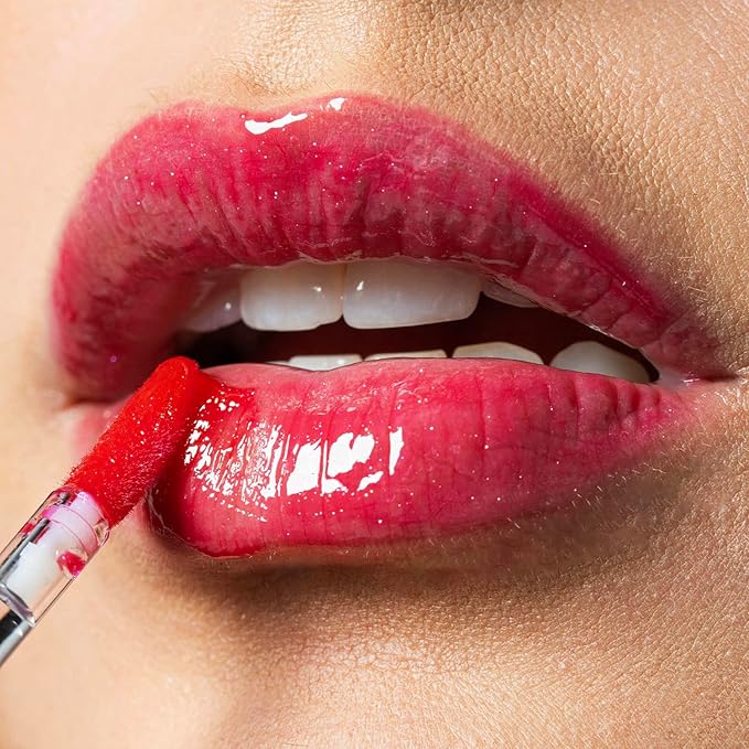 Palladio Lip Glaze Serum, Hydrating Lip Gloss with Peptides & Hyaluronic Acid for Plump, Smooth, and Nourished Lips – Vegan, High-Shine, Non-Sticky Finish (Cherry Sangria)