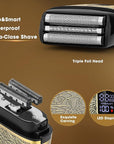 Electric Shavers for Men,Powerful Motor Electric Razor,Head Shavers for Bald Men,Triple Foil Beard Trimmer,Barber Supplies LED Displays & USB Charging Waterproof Shaver, Gifts