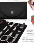 3 Swords Germany - brand quality 7 piece manicure pedicure kit set - nail care tools by 3 Swords - black genuine leather