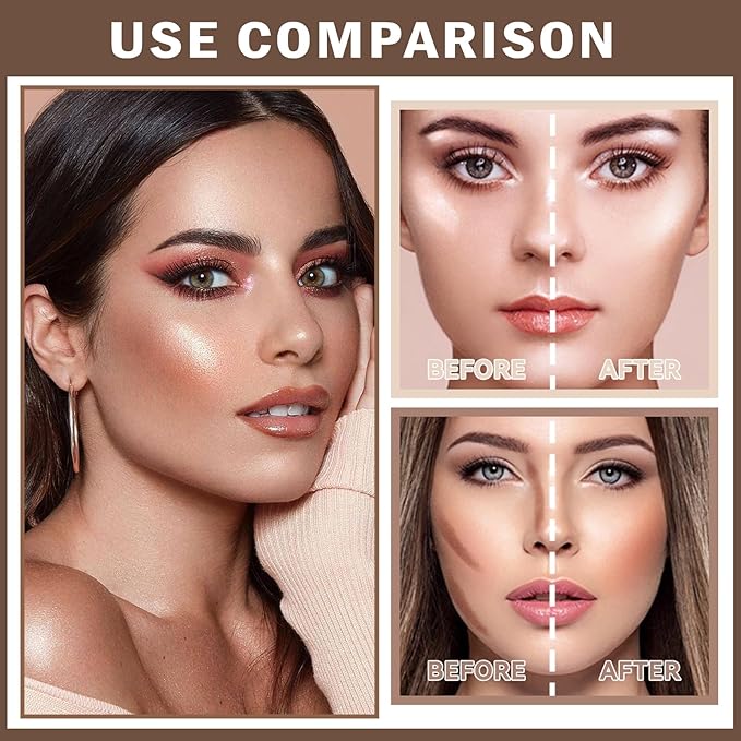 Bronzer Stick Highlighter Stick Cream Contour Stick Makeup,2PCS Beginner-Light Medium