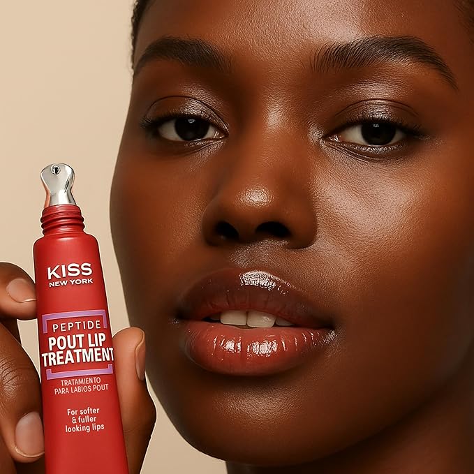 KISS NEW YORK Peptide Lip Treatment, Hydrating & Non-Sticky Tinted Plumping Balm, Shea Butter Castor Oil & Squalane Reduces Look of Fine Lines, Softer & Fuller Lips with Cooling Metal Tip (Watermelon)