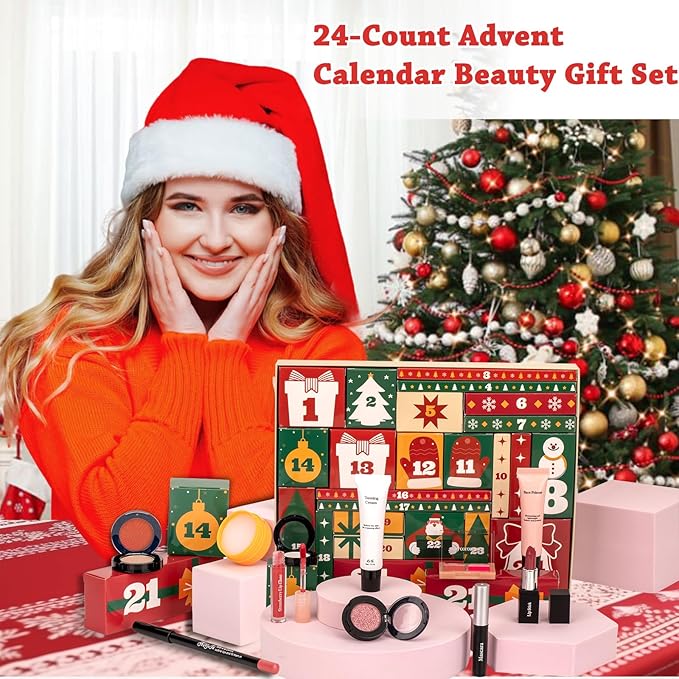 Makeup Advent Calendar 2025, Christmas Countdown Calendar Surprise Beauty Gift Set, 24 Pce Individually Boxed Makeup Gift for Teens,Girls Xmas and Women