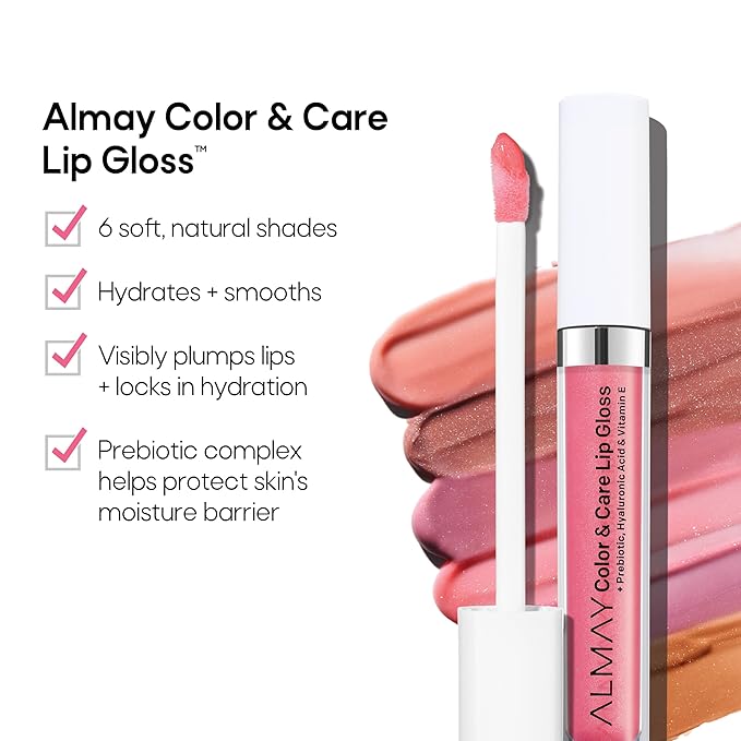 Almay Color & Care Hydrating Lip Gloss, Soft Natural Hues, Prebiotic Complex, Hyaluronic Filling-Sphere Technology, 500 Sunrise Punch, 0.1 Fl Oz (Pack of 2)