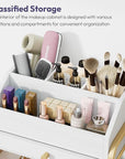 SWTYMIKI Rolling Makeup Organizer Cart - Floor Skincare Storage with Non-woven Drawers, Vanity Organizer Cosmetic Display Cases with Wheels, Cabinet for Skin Care Perfume Nail Polish Brush Hair Tool