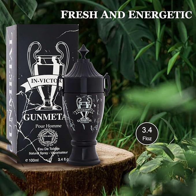 Men Cologne Set (3.4oz/100ml x 2PCS) Eau De Perfume Natural Spray Notes of Woody, Spicy, Citrus & Aromatic Long Lasting Fragrance for Daily Use (Hunter Noir&InvictGun)