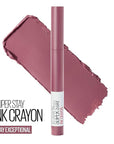 Maybelline Super Stay Ink Crayon Lipstick Makeup, Precision Tip Matte Lip Crayon with Built-in Sharpener, Longwear Up To 8Hrs, Stay Exceptional, Purple Beige, 1 Count