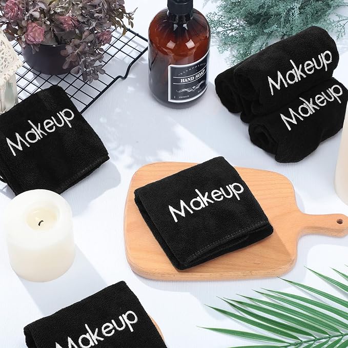 Shimeyao 20 Pack Makeup Towels Black Makeup Washcloths for Face Microfiber Remover Cloth 13x13 Inch Quick Dry Face Towels for Cleansing Hand