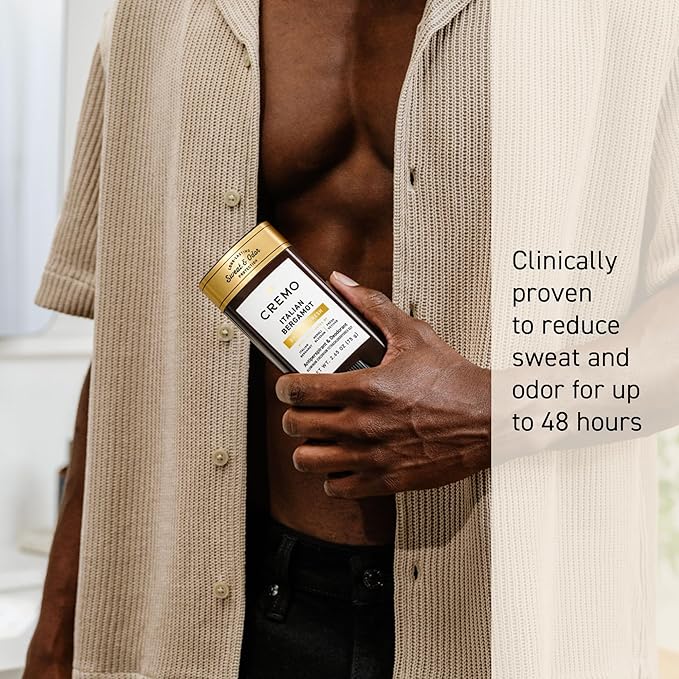 Cremo Italian Bergamot Antiperspirant & Deodorant for Men, 48-hour Sweat and Odor Protection, 2.65oz
