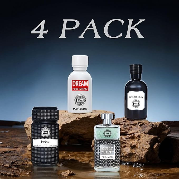 Hybrid & Company Mens 4 Pcs Infinite Grey Dream Pure Intense Iconique France Guilty Eau De Perfum Vaporisateur Natural Spray
