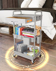 3 Tier Rolling Utility Cart with Drawer,REBECAT Utility Cart Made of Multifunctional Storage Organizer Tool for Kitchen,Bathroom,Living Room,Office(Gray)