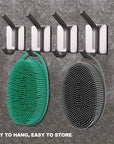 2 Pack Silicone Body Scrubber, Loofah Double-Sided Body Brush,Shower Scrubber and Scalp Massager Shampoo Brush for Sensitive Kids Women Men All Kinds of Skin (Green & Gray)